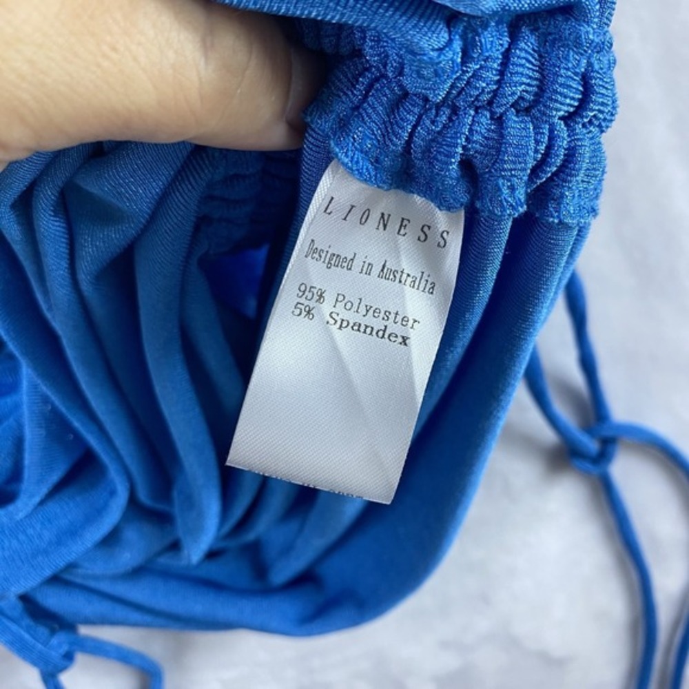 Lioness Mini Bodocon Dress Sz S Blue Long Sleeve Ruched Slinky NYE Party Shopbop - Picture 4 of 9